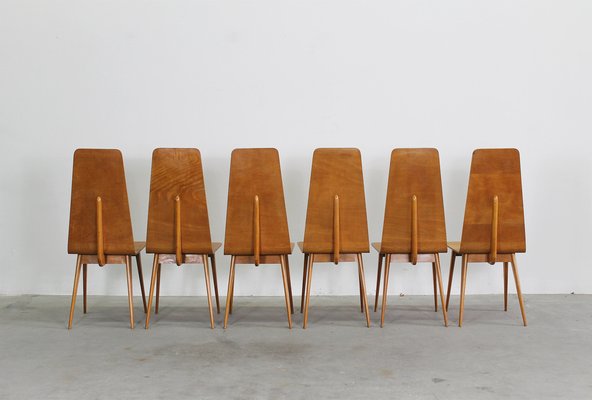 Vintage Italian Dining Chairs in Wood by Sineo Gemignani, 1940s, Set of 6-IVC-1776092