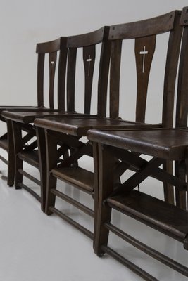 Vintage Italian Ecclesiastical Chairs with Kneeler, 1940s, Set of 4-RCE-1718520