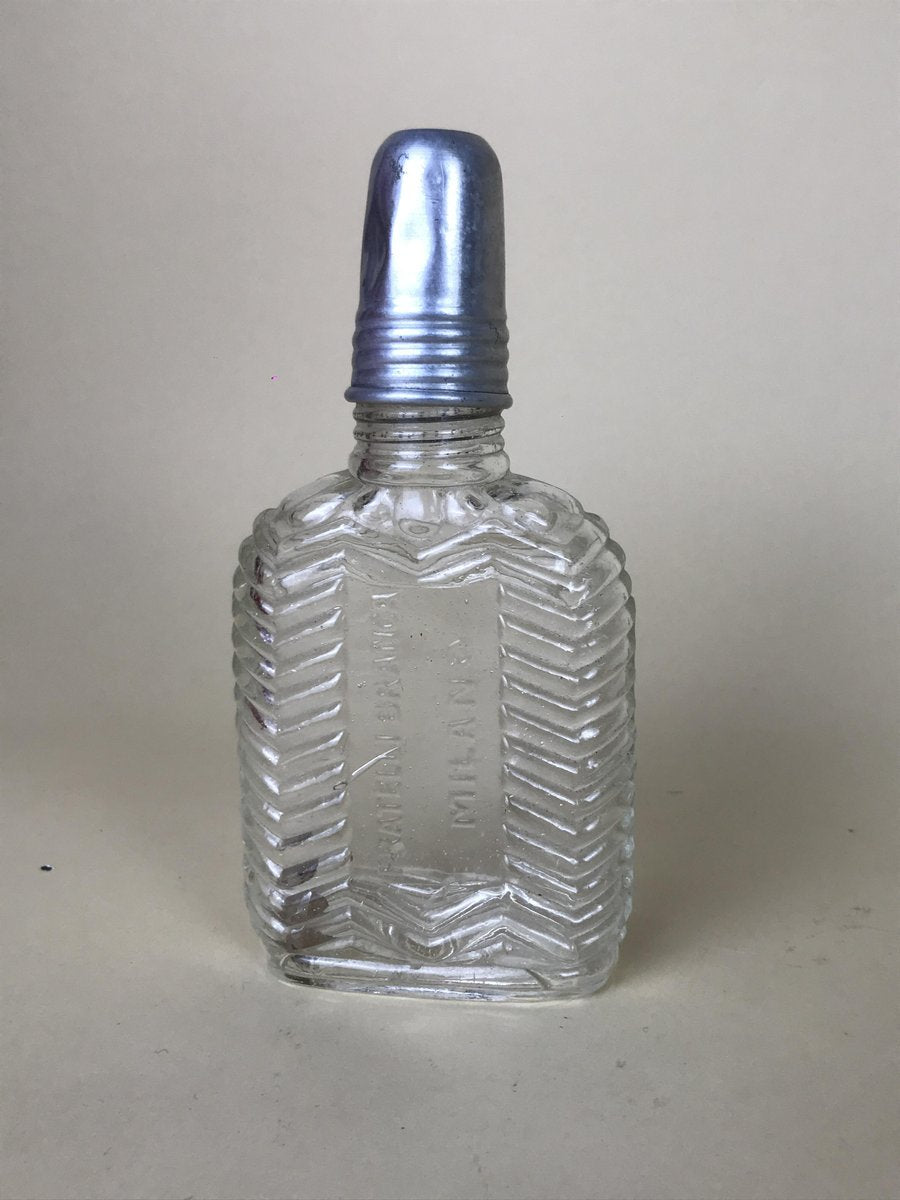 Vintage Italian Fratelli Branca Glass Flask with Aluminum Cup, 1950s