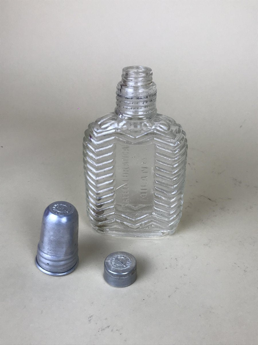 Vintage Italian Fratelli Branca Glass Flask with Aluminum Cup, 1950s