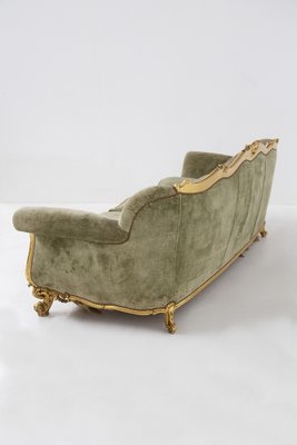 Vintage Italian Gilded Woold and Velvet Sofa-RCE-1338031