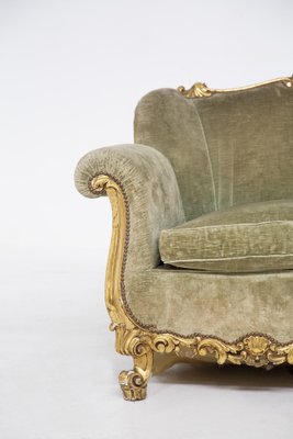 Vintage Italian Gilded Woold and Velvet Sofa-RCE-1338031