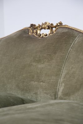 Vintage Italian Gilded Woold and Velvet Sofa-RCE-1338031