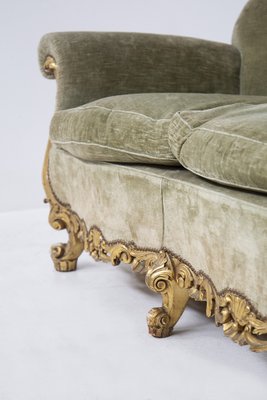 Vintage Italian Gilded Woold and Velvet Sofa-RCE-1338031