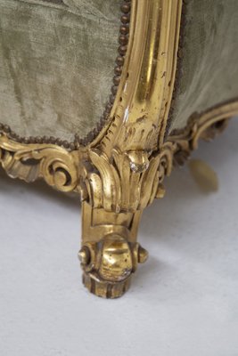 Vintage Italian Gilded Woold and Velvet Sofa-RCE-1338031