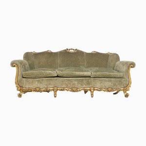 Vintage Italian Gilded Woold and Velvet Sofa-RCE-1338031