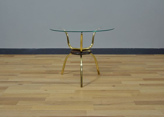 Vintage Italian Glass and Brass Coffee Table, 1950s-QZZ-796083