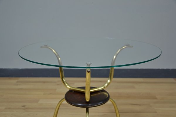 Vintage Italian Glass and Brass Coffee Table, 1950s-QZZ-796083