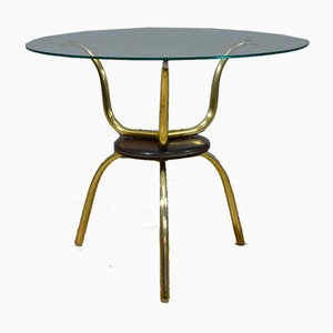 Vintage Italian Glass and Brass Coffee Table, 1950s-QZZ-796083