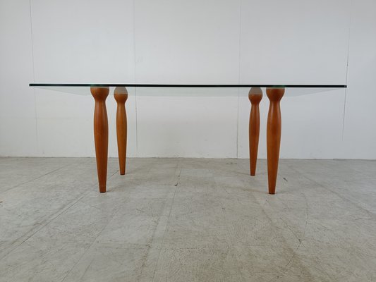 Vintage Italian Glass and Wooden Dining Table, 1990s-IRH-1728833