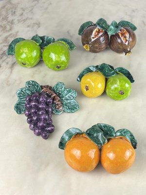 Vintage Italian Glazed Terracotta Fruit, 1980s, Set of 5-YST-1768909