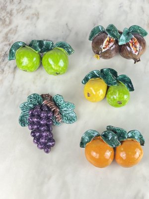 Vintage Italian Glazed Terracotta Fruit, 1980s, Set of 5-YST-1768909