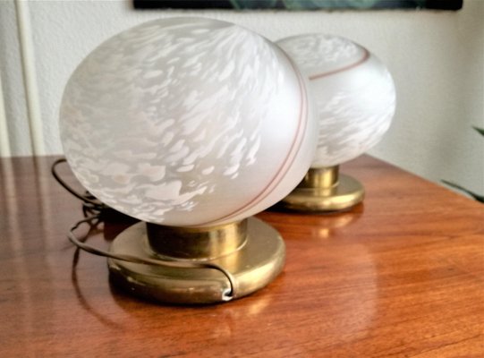 Vintage Italian Globe Bedside Light in Murano Glass with Swirl Pattern, 1970s-NKJ-1295676