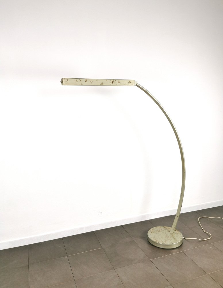 Vintage Italian Gray Enameled Metal Ground Lamp Years, 1960s