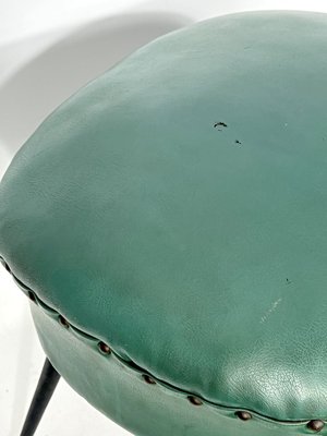 Vintage Italian Green Leatherette Pouf With Brass Feet, 1950s-OT-1328324