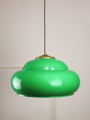 Vintage Italian Green Pool Table Lamp in Brass and Plastic-HGJ-1783535