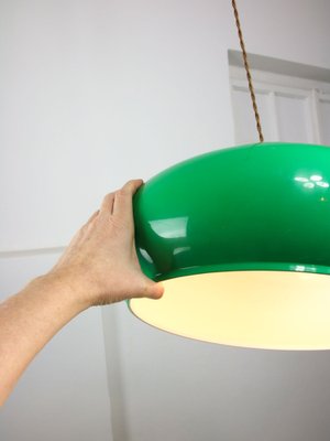 Vintage Italian Green Pool Table Lamp in Brass and Plastic-HGJ-1783535