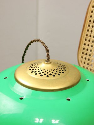 Vintage Italian Green Pool Table Lamp in Brass and Plastic-HGJ-1783535