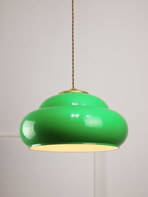 Vintage Italian Green Pool Table Lamp in Brass and Plastic-HGJ-1783535