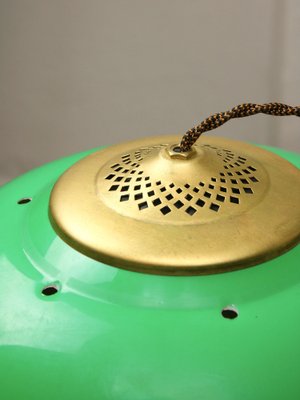 Vintage Italian Green Pool Table Lamp in Brass and Plastic-HGJ-1783535