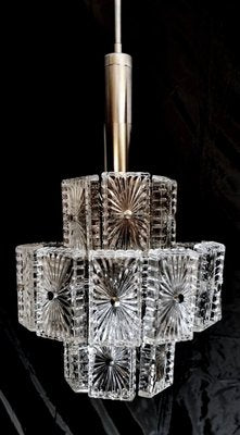 Vintage Italian Half-Crystal and Nickel-Plated Metal 12-Light Chandelier, 1960s-QRS-821631