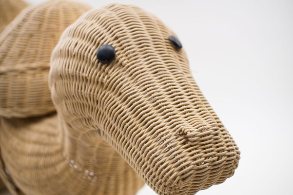 Vintage Italian Handmade Rattan Camel Planter, 1960s-KQB-1071359