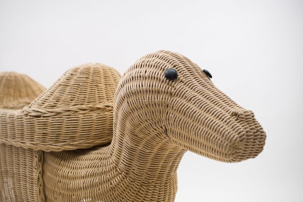 Vintage Italian Handmade Rattan Camel Planter, 1960s-KQB-1071359