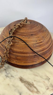 Vintage Italian Hanging Lamp in Bamboo and Rattan, 1960s-YST-1723762