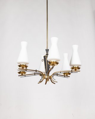 Vintage Italian Hanging Light in Brass and Glass, 1950s-IUC-1807902