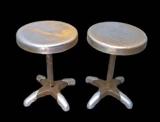 Vintage Italian Industrial Metal Stools, 1930s, Set of 2-EI-483777