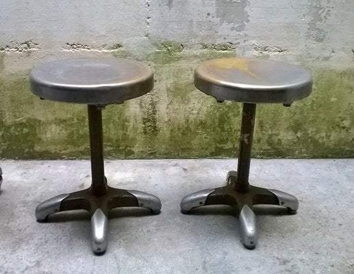 Vintage Italian Industrial Metal Stools, 1930s, Set of 2-EI-483777