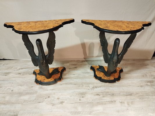 Vintage Italian Lacquered and Painted Console, Set of 2-IBO-1320324