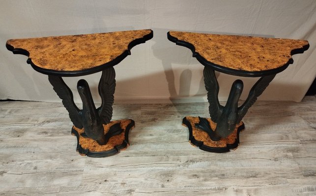 Vintage Italian Lacquered and Painted Console, Set of 2-IBO-1320324