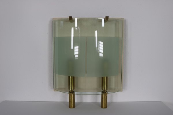 Vintage Italian Lamp in Glass and Brass, 1950-AA-1775253