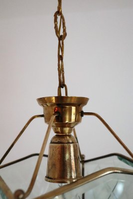 Vintage Italian Lantern in Crystal Cut Glass and Brass, 1950s-VNE-966117