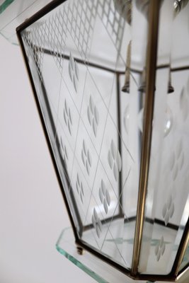 Vintage Italian Lantern in Crystal Cut Glass and Brass, 1950s-VNE-966110