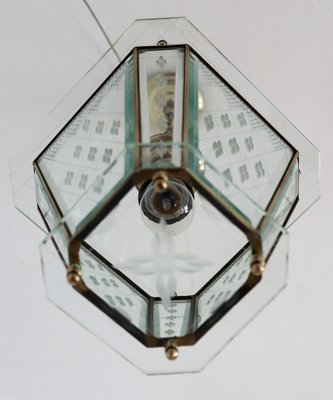 Vintage Italian Lantern in Crystal Cut Glass and Brass, 1950s-VNE-966110