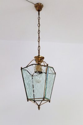 Vintage Italian Lantern in Crystal Cut Glass and Brass, 1950s-VNE-966117