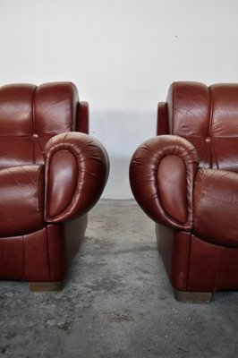 Vintage Italian Leather Sofas, 1970s, Set of 2-KNM-618359