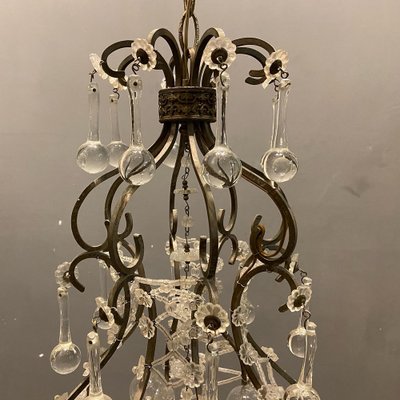 Vintage Italian Light Pendant with Murano Glass Drops-JJC-1289072