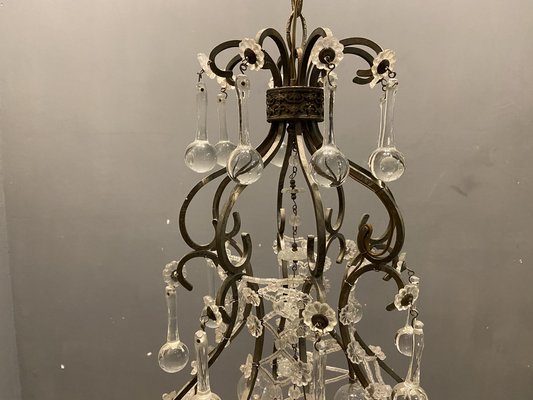 Vintage Italian Light Pendant with Murano Glass Drops-JJC-1289072