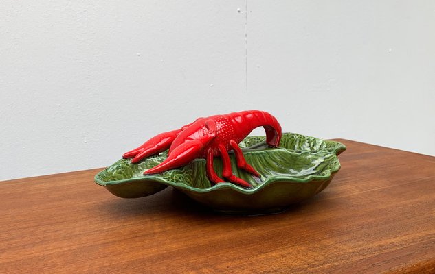 Vintage Italian Lobster Pottery Bowl Sculpture-UAH-951405