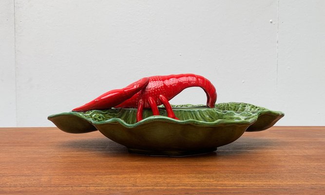 Vintage Italian Lobster Pottery Bowl Sculpture-UAH-951405