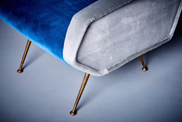 Vintage Italian Lounge Chair in Blue and Grey in the style of Gio Ponti, 1950s-SFD-1813987