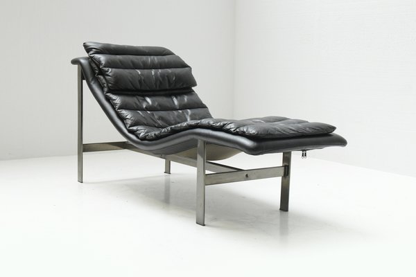 Vintage Italian Lounge Daybed in Black Leather-ZXL-1450089