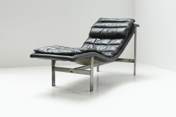 Vintage Italian Lounge Daybed in Black Leather-ZXL-1450089