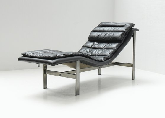 Vintage Italian Lounge Daybed in Black Leather-ZXL-1450089