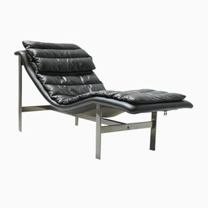 Vintage Italian Lounge Daybed in Black Leather-ZXL-1450089