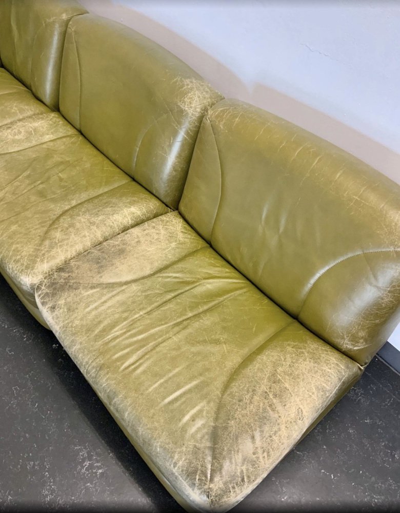 Vintage Italian Modern Modular Leather Lounge Sofa in the style of Rino Maturi, 1970, Set of 4