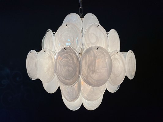 Vintage Italian Murano Chandelier with 36 White Disks, 1979-FHZ-974579